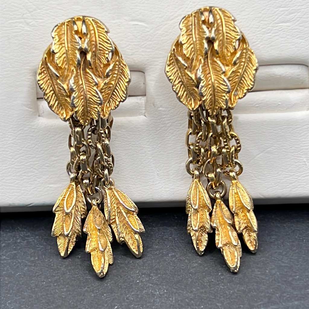 Vintage Judy Lee Dangling Leaf Earrings